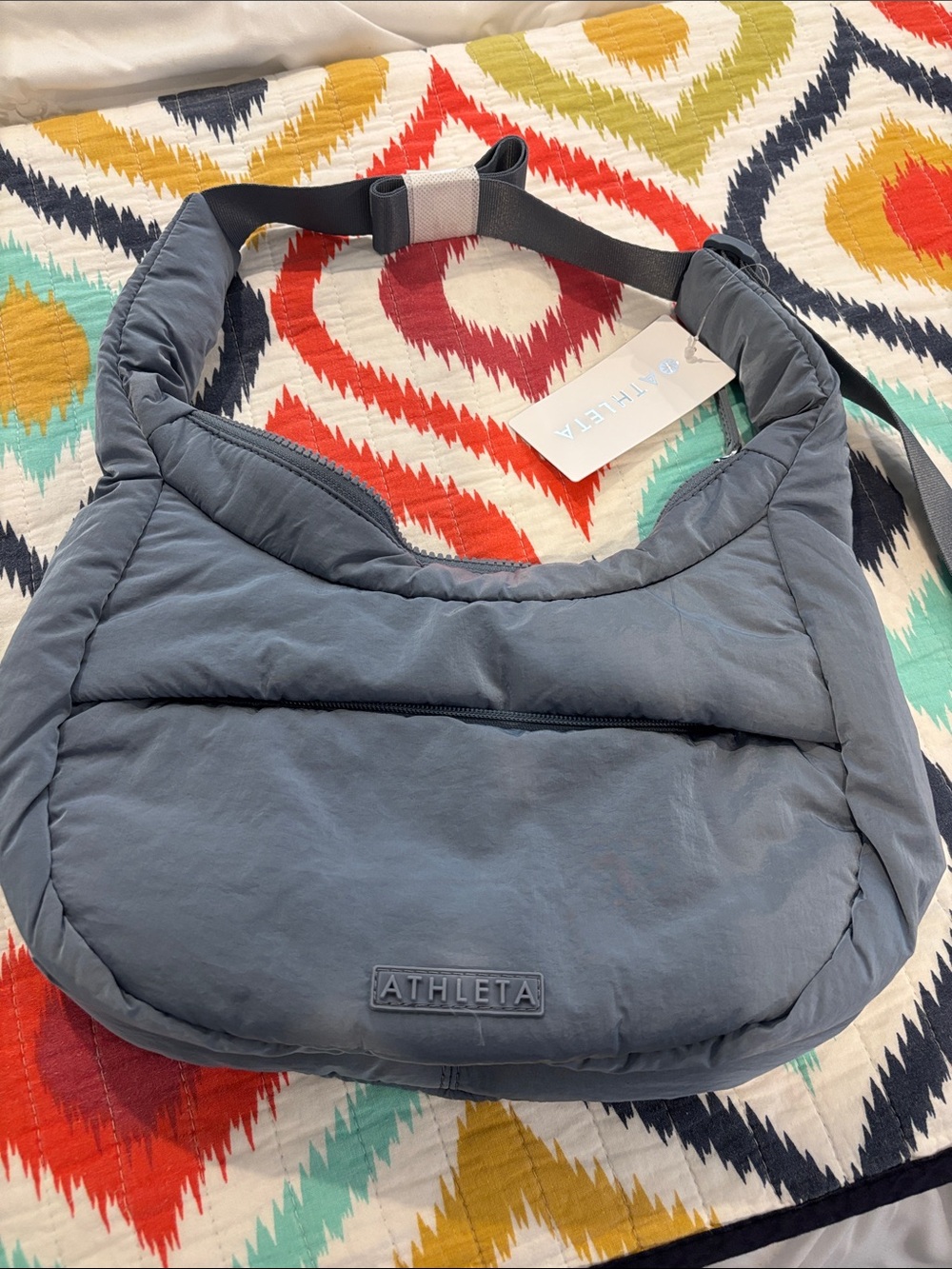 Athleta Slate Gray Quilted Shoulder Bag